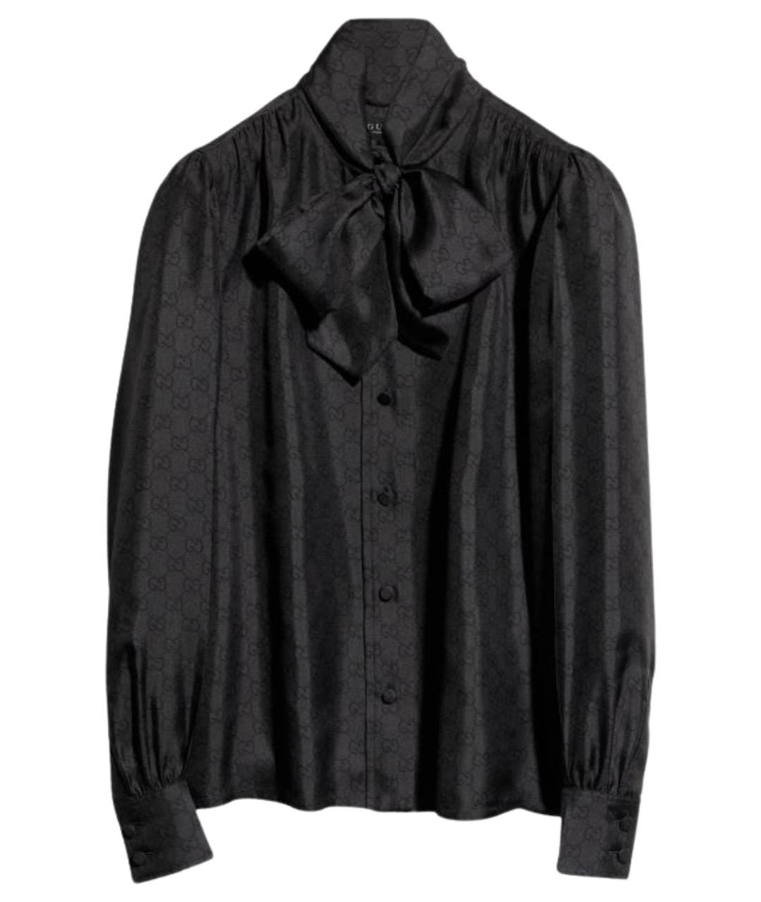 GUCCI Черная шелковая рубашка, фото 1