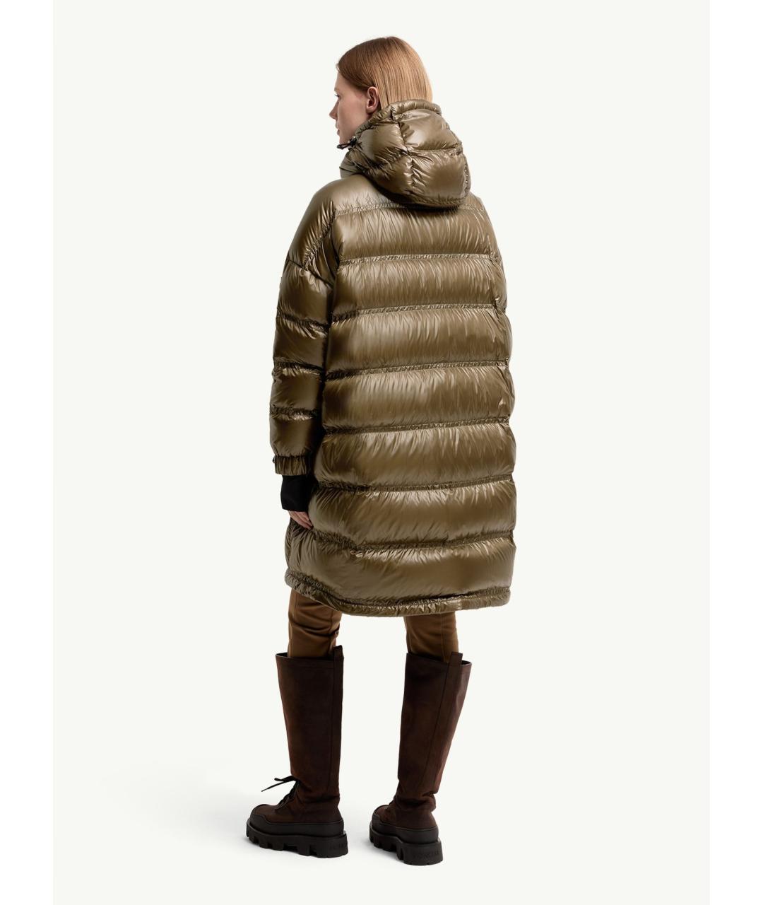 MONCLER Зеленый полиамидовый пуховик, фото 4
