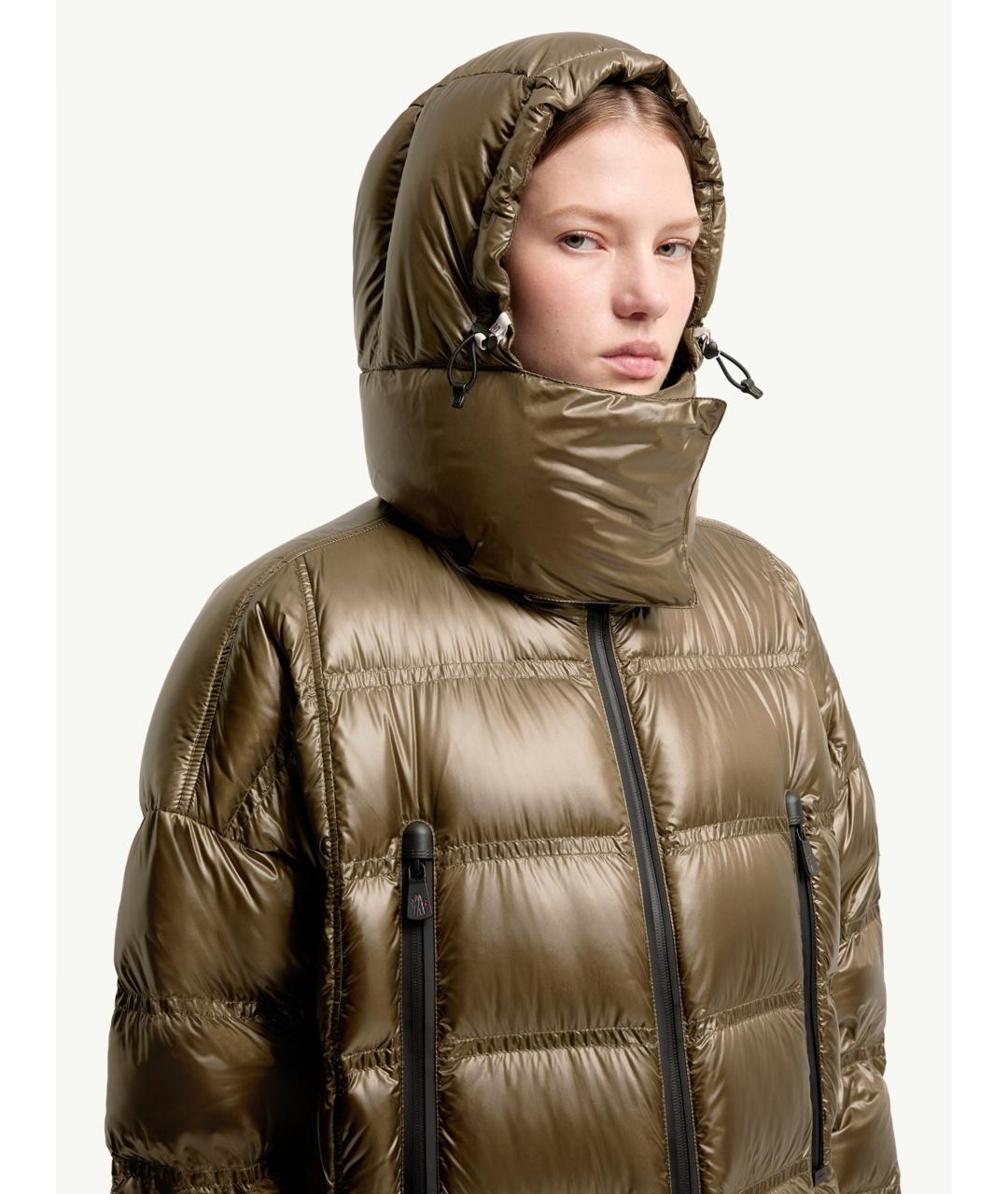 MONCLER Зеленый полиамидовый пуховик, фото 5