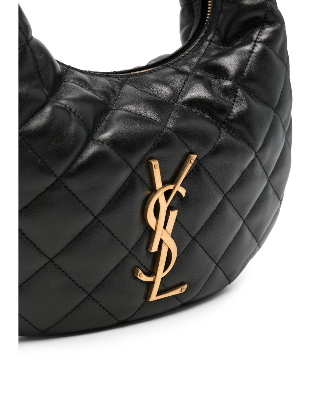 SAINT LAURENT Черная кожаная сумка с короткими ручками, фото 5