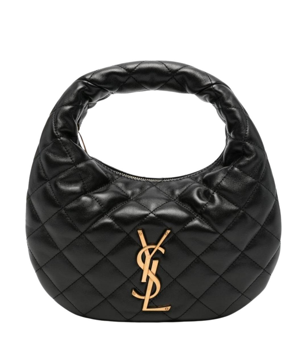 SAINT LAURENT Черная кожаная сумка с короткими ручками, фото 1