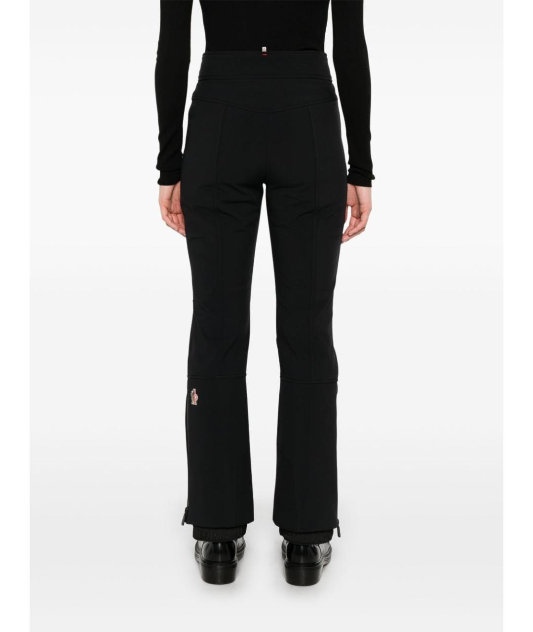 MONCLER Черные полиэстеровые прямые брюки, фото 4