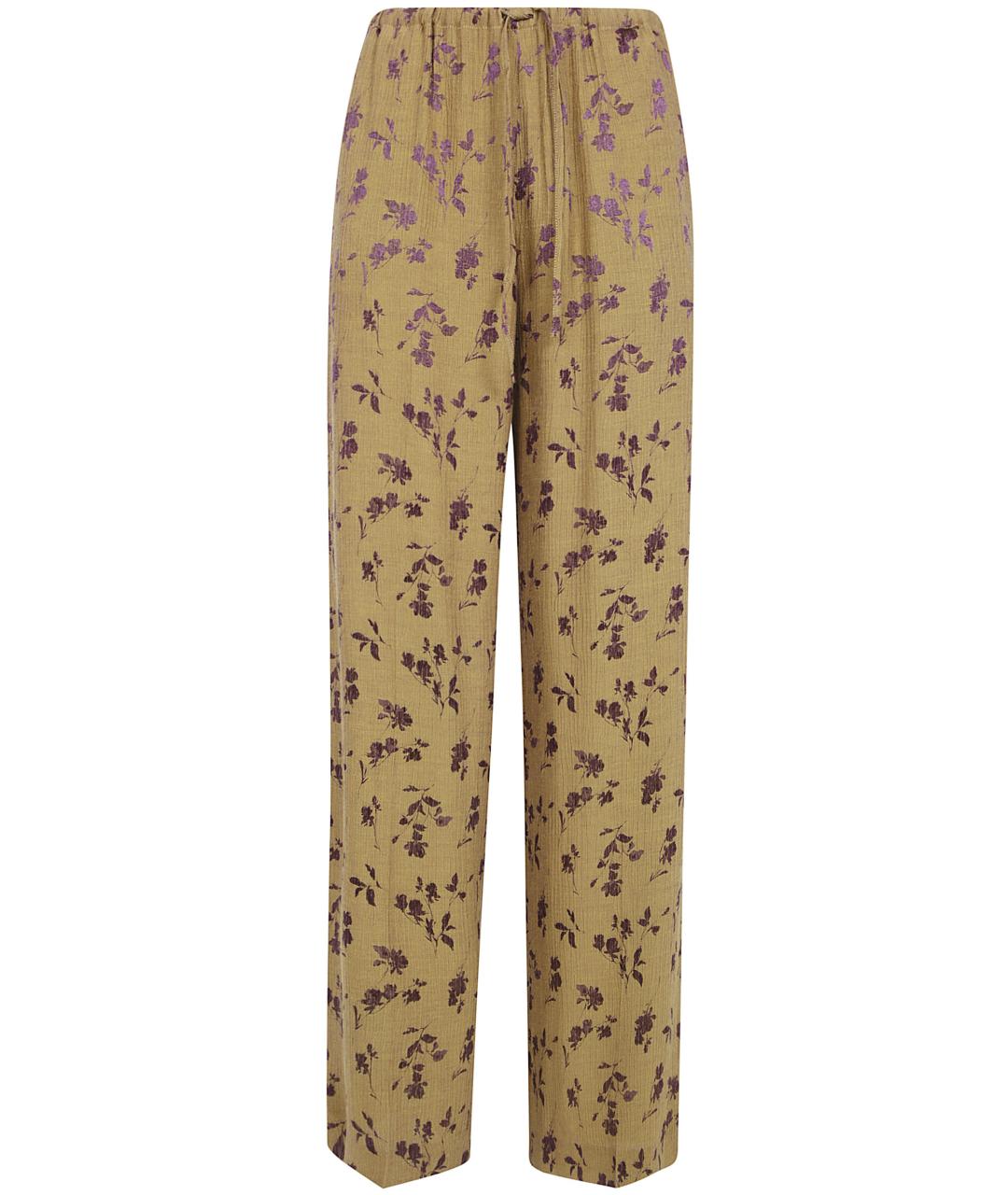 DRIES VAN NOTEN Желтые полиэстеровые прямые брюки, фото 1