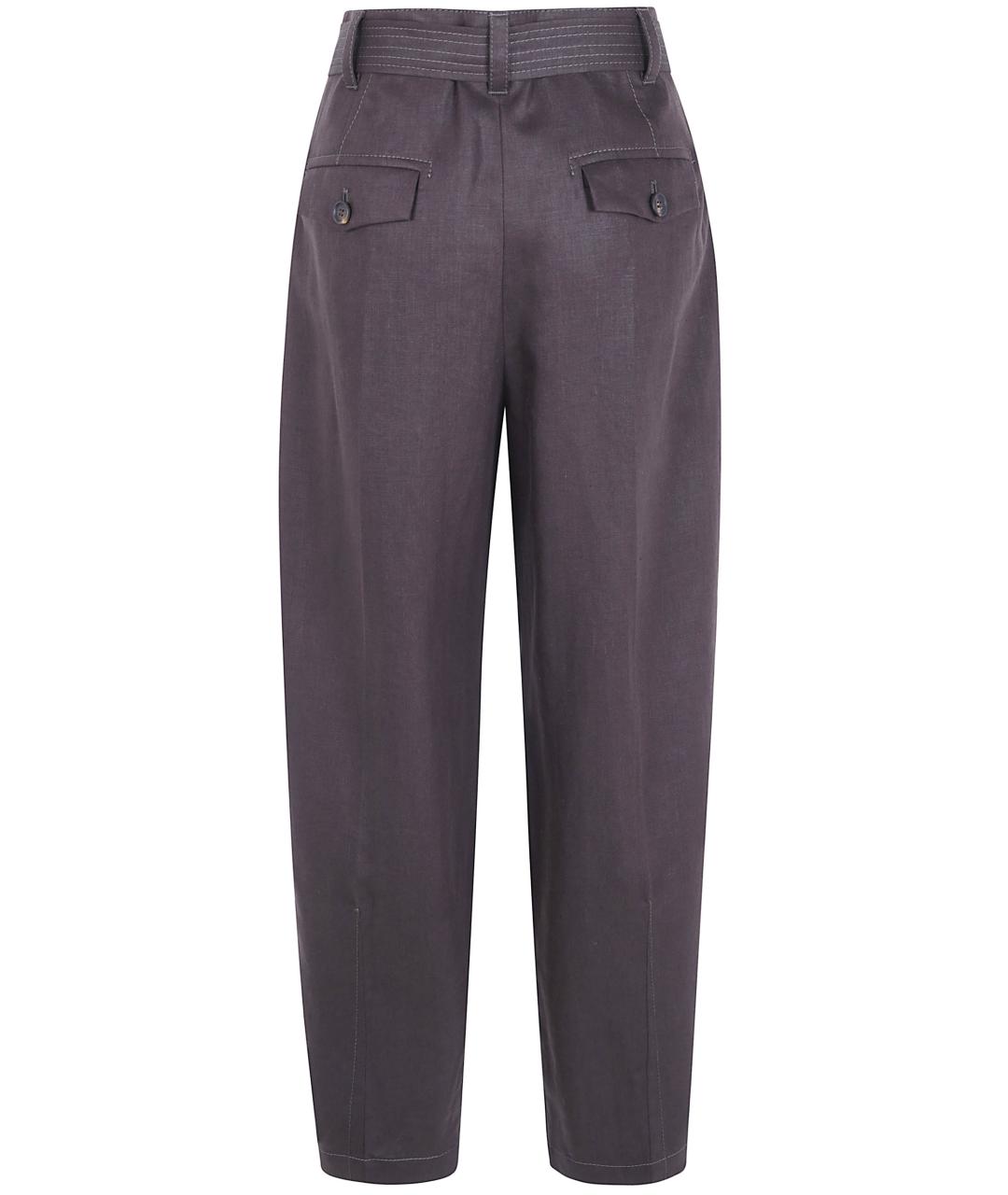 BRUNELLO CUCINELLI Коричневые льняные прямые брюки, фото 2