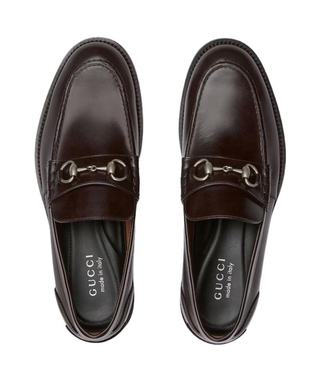 GUCCI Коричневые кожаные лоферы, фото 4