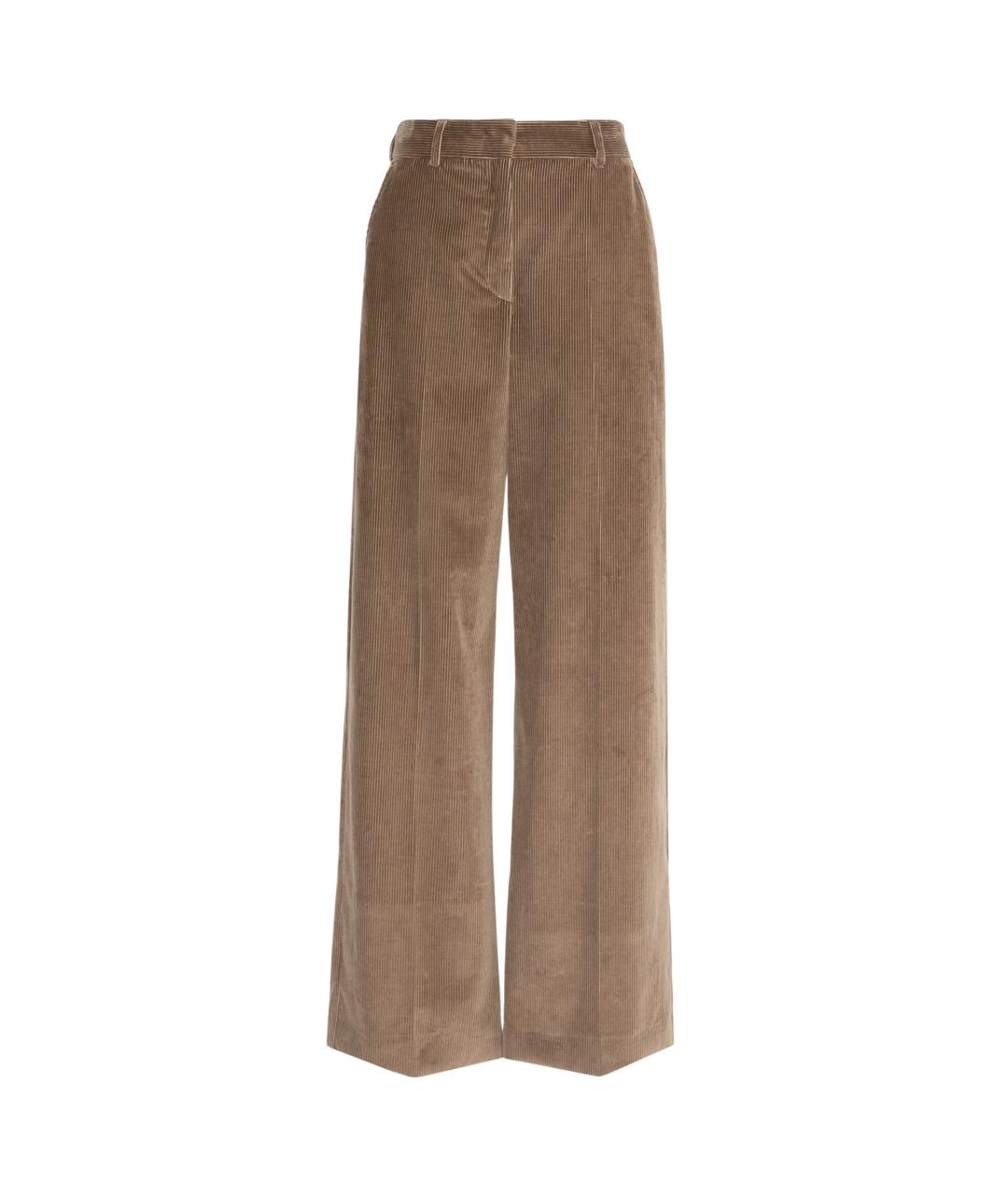 WEEKEND MAX MARA Коричневые хлопковые прямые брюки, фото 1