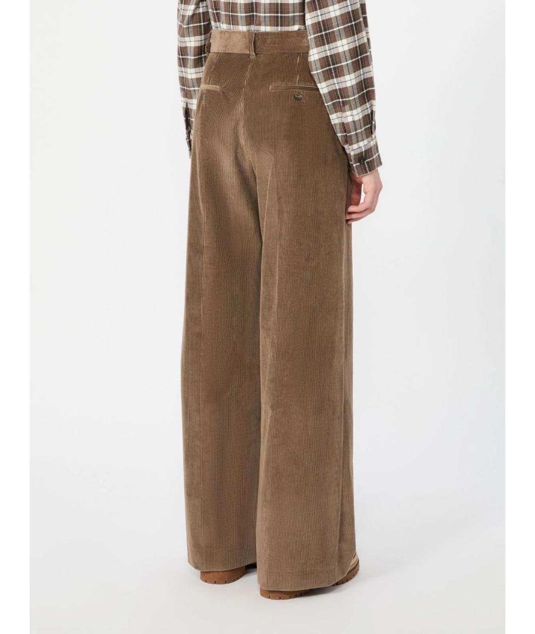WEEKEND MAX MARA Коричневые хлопковые прямые брюки, фото 4