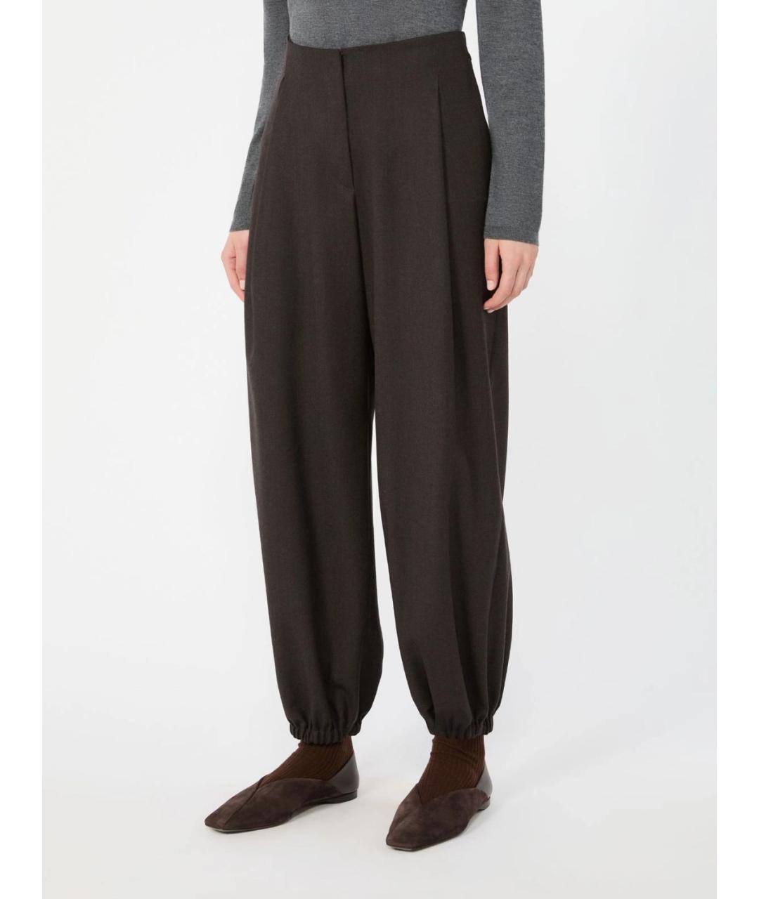 MAX MARA Коричневые шерстяные прямые брюки, фото 3