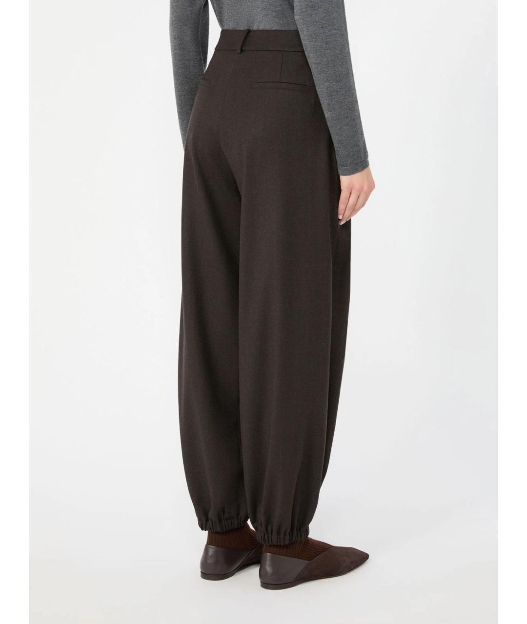 MAX MARA Коричневые шерстяные прямые брюки, фото 4