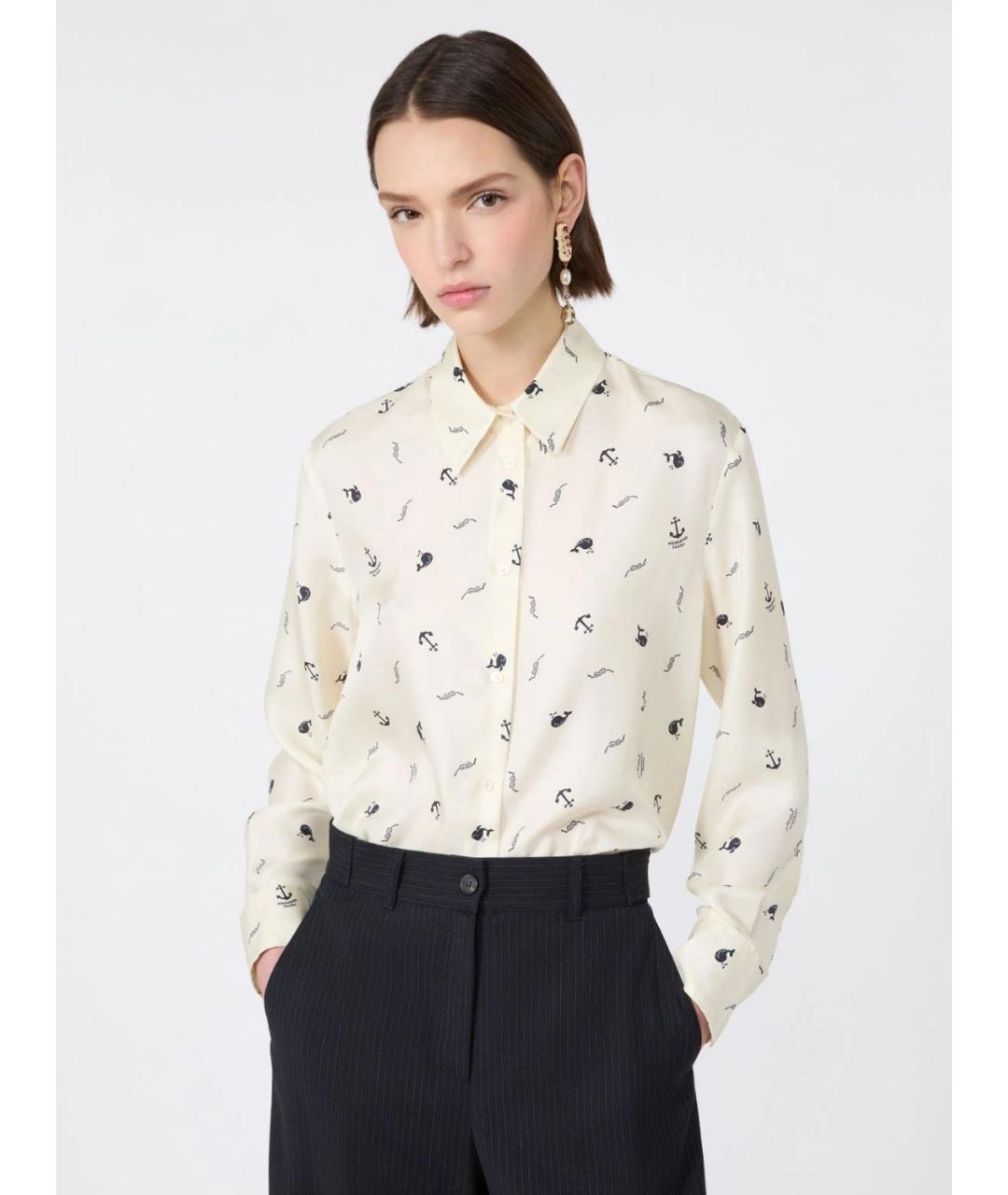 WEEKEND MAX MARA Бежевая шелковая рубашка, фото 4