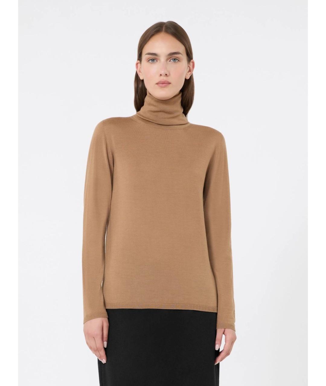 MAX MARA Бежевый шерстяной джемпер / свитер, фото 3