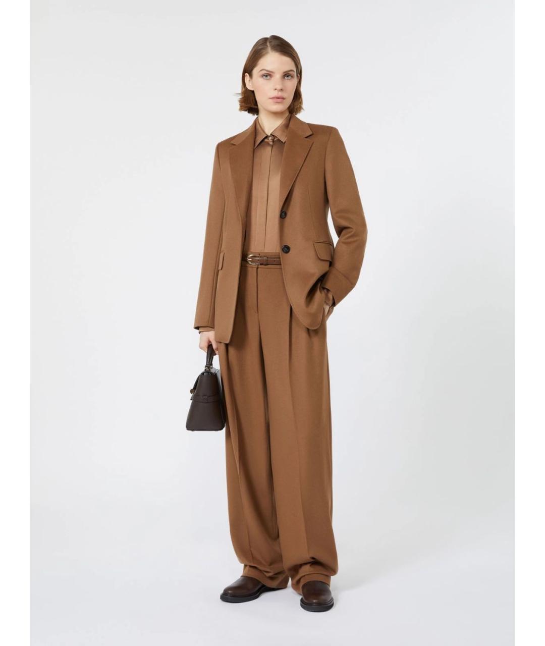 MAX MARA STUDIO Коричневая шелковая рубашка, фото 2