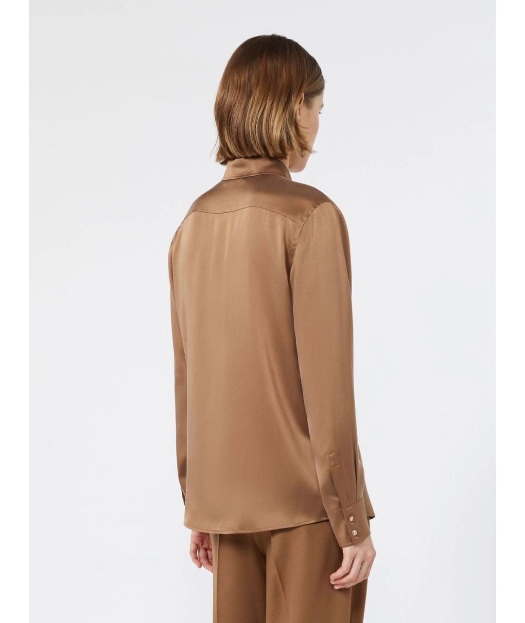 MAX MARA STUDIO Коричневая шелковая рубашка, фото 4