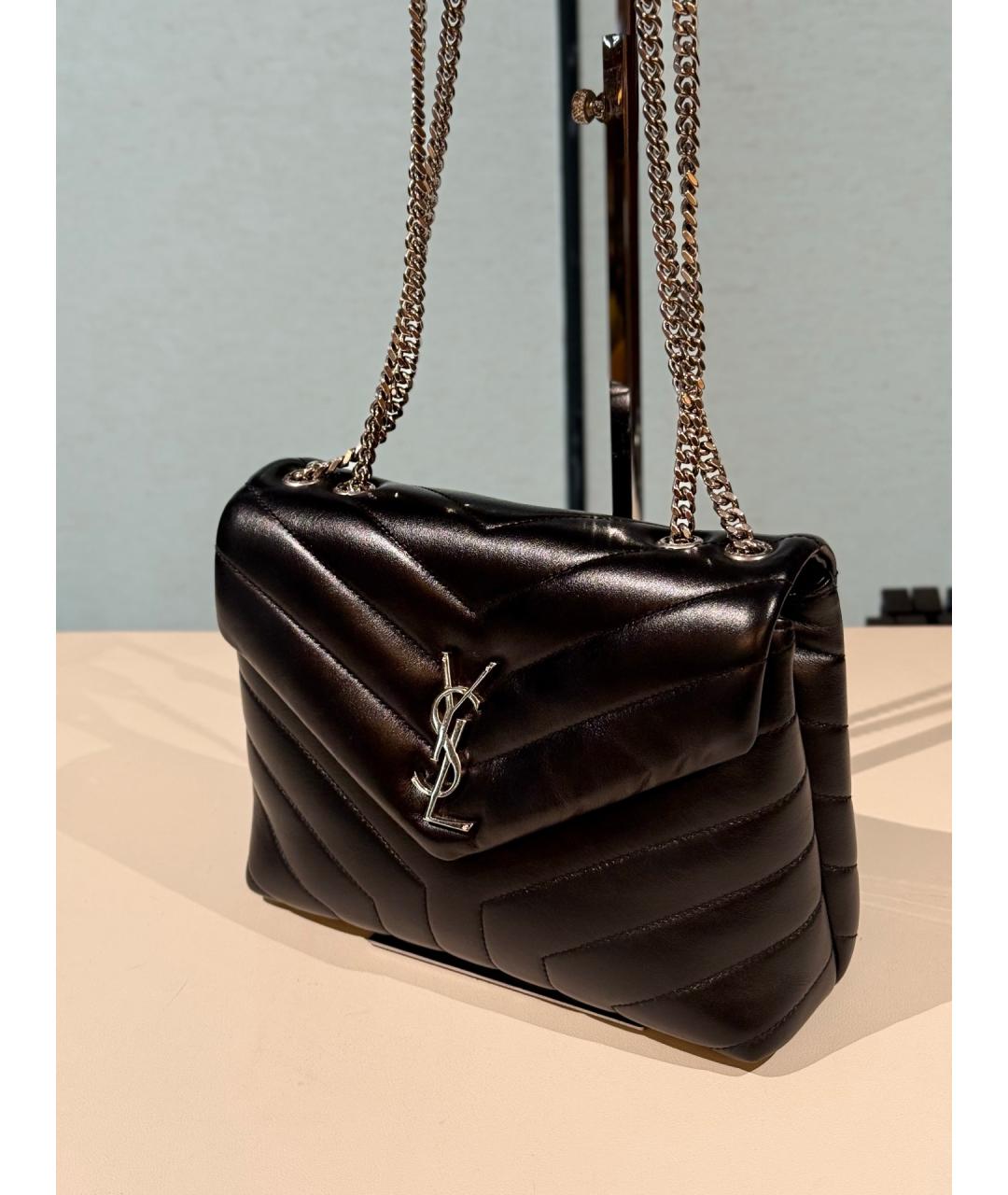 SAINT LAURENT Черная кожаная сумка через плечо, фото 2