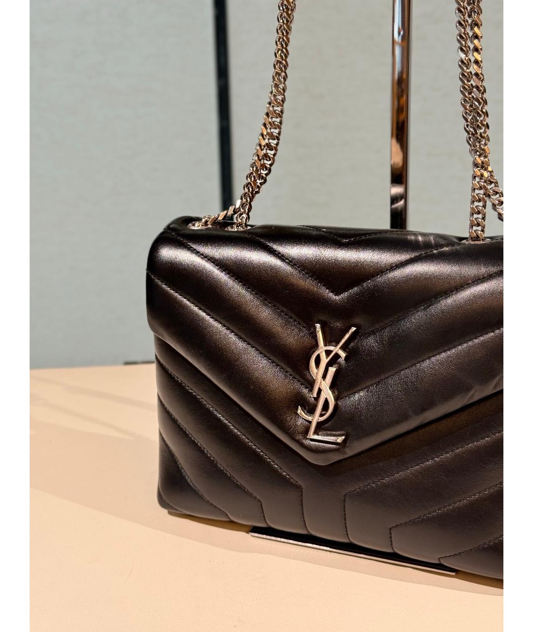 SAINT LAURENT Черная кожаная сумка через плечо, фото 3
