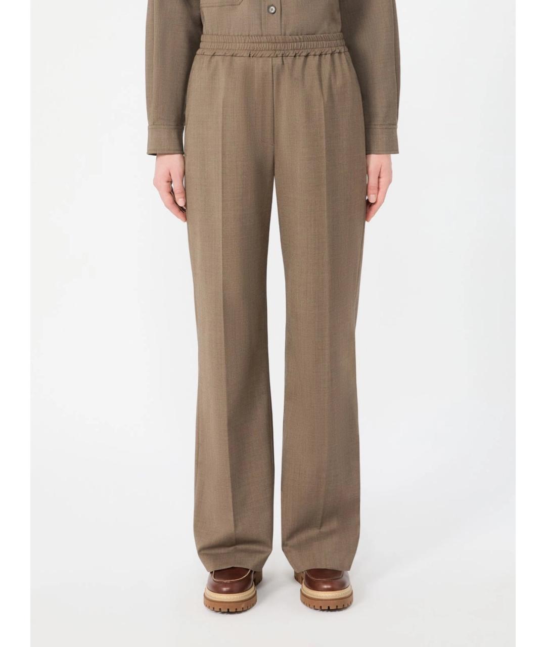 WEEKEND MAX MARA Коричневые шерстяные прямые брюки, фото 3