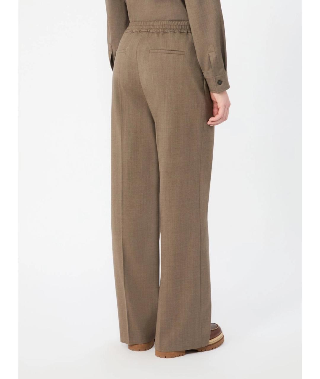 WEEKEND MAX MARA Коричневые шерстяные прямые брюки, фото 2