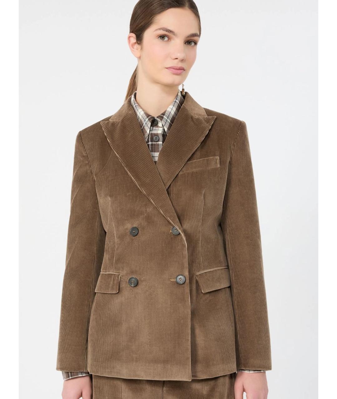 WEEKEND MAX MARA Коричневый хлопковый жакет/пиджак, фото 3