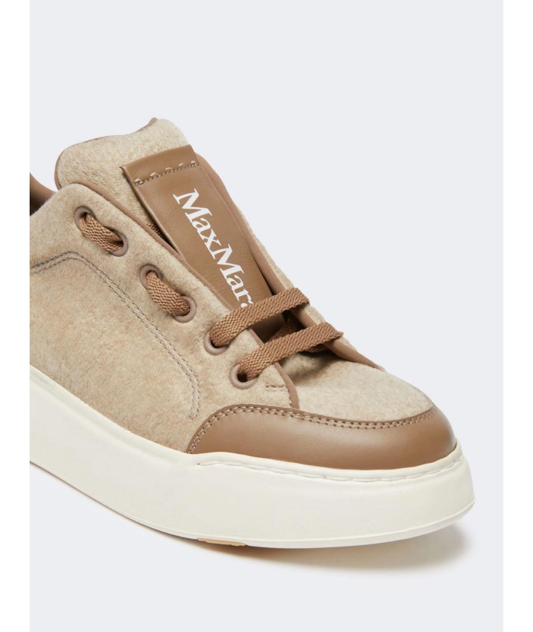 MAX MARA Бежевые кожаные кеды, фото 3