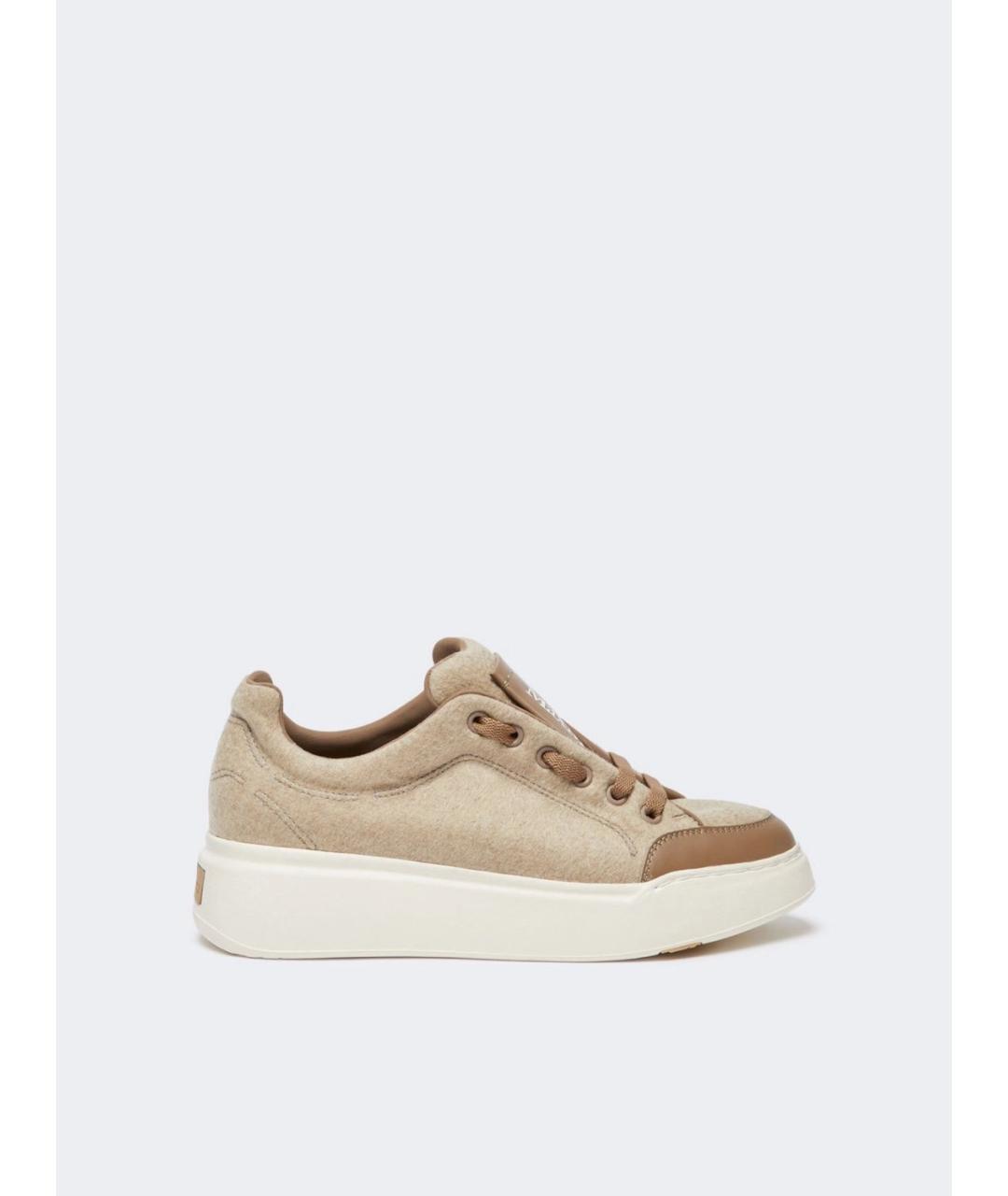 MAX MARA Бежевые кожаные кеды, фото 4