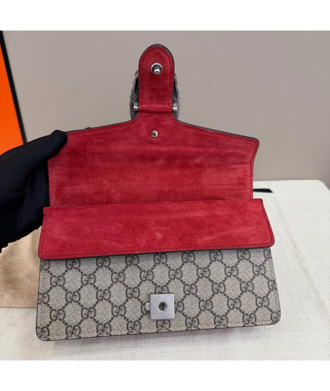 GUCCI Красная замшевая сумка через плечо, фото 7