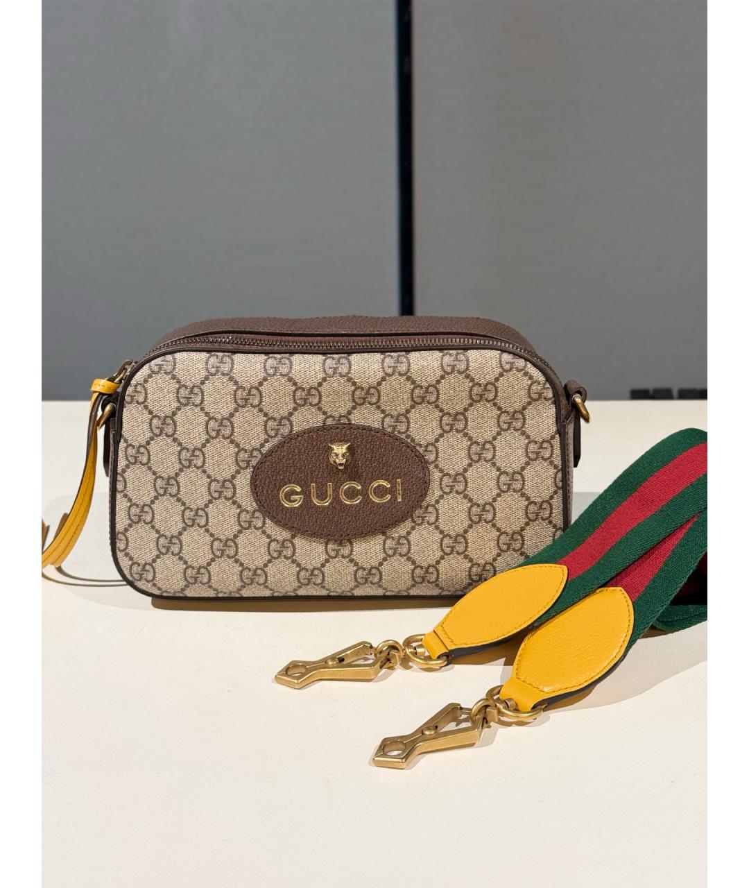 GUCCI Коричневая сумка через плечо из искусственной кожи, фото 7