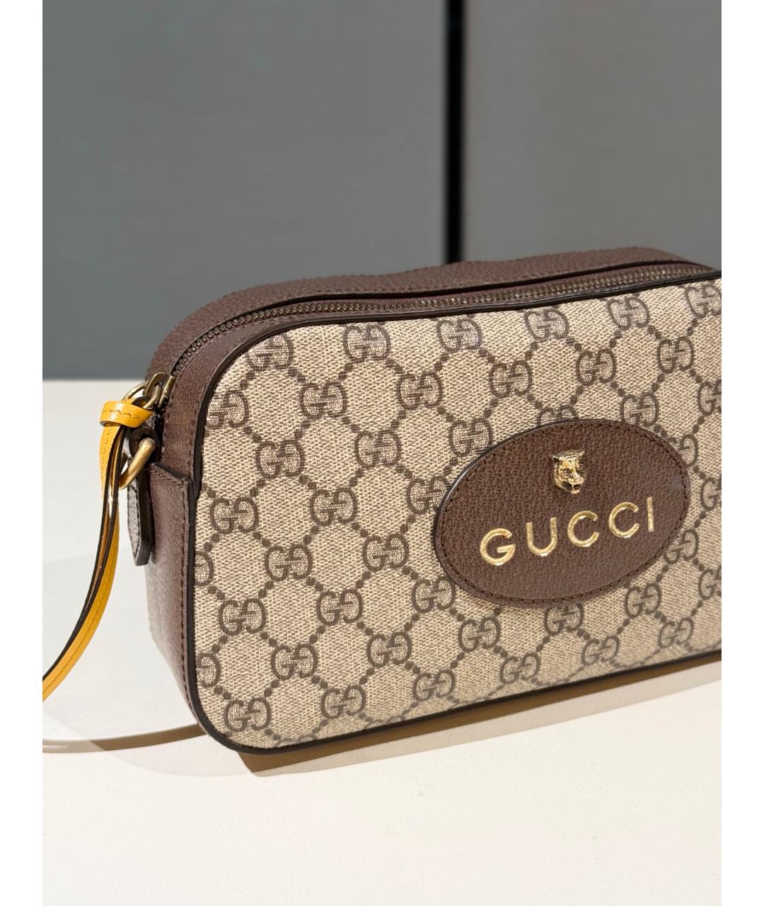 GUCCI Коричневая сумка через плечо из искусственной кожи, фото 3