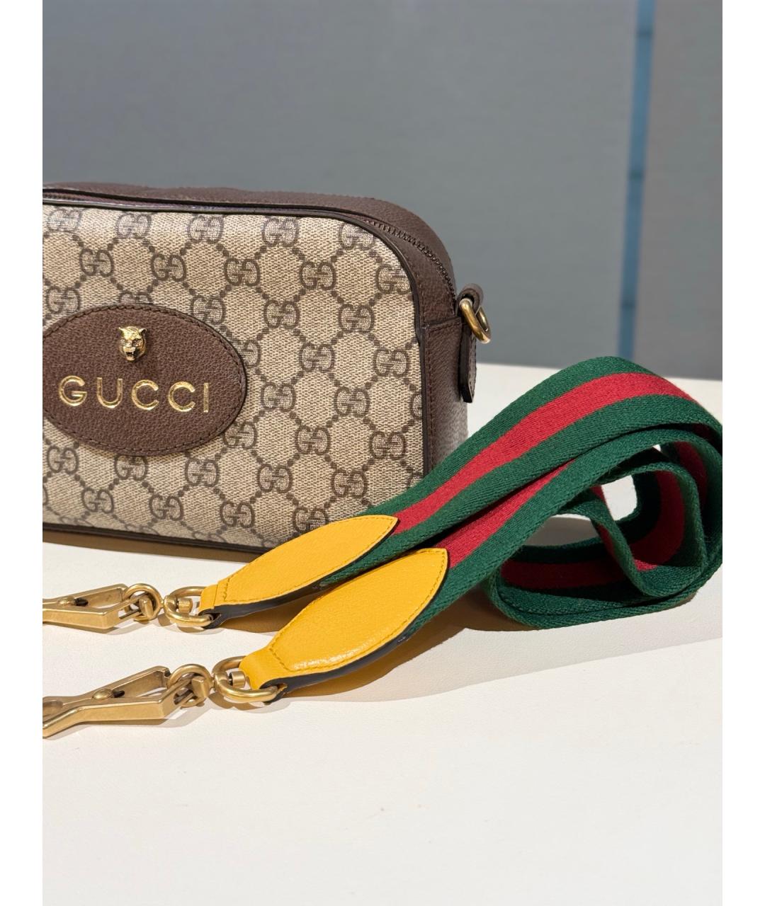 GUCCI Коричневая сумка через плечо из искусственной кожи, фото 2