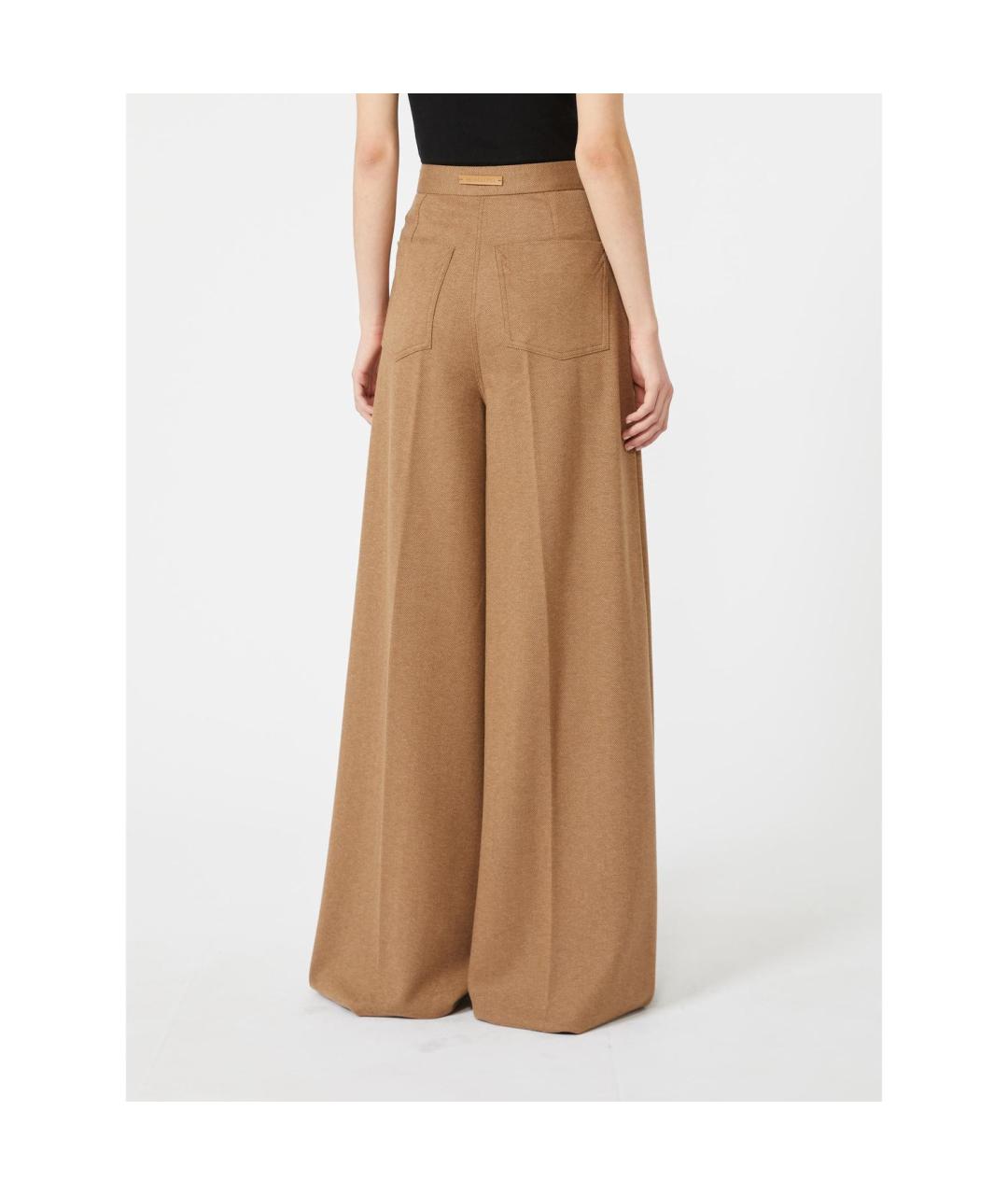 MAX MARA Бежевые полиэстеровые прямые брюки, фото 2