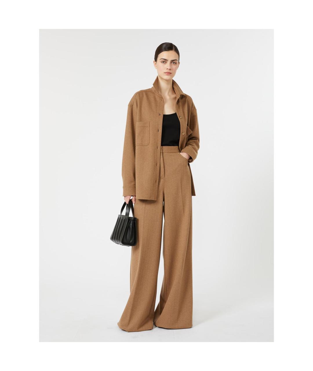 MAX MARA Бежевые полиэстеровые прямые брюки, фото 5