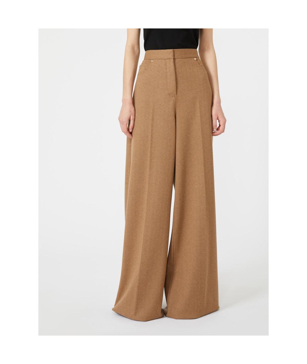 MAX MARA Бежевые полиэстеровые прямые брюки, фото 6
