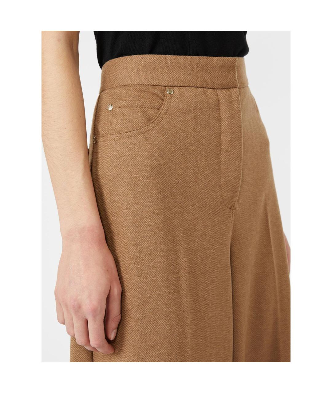 MAX MARA Бежевые полиэстеровые прямые брюки, фото 3