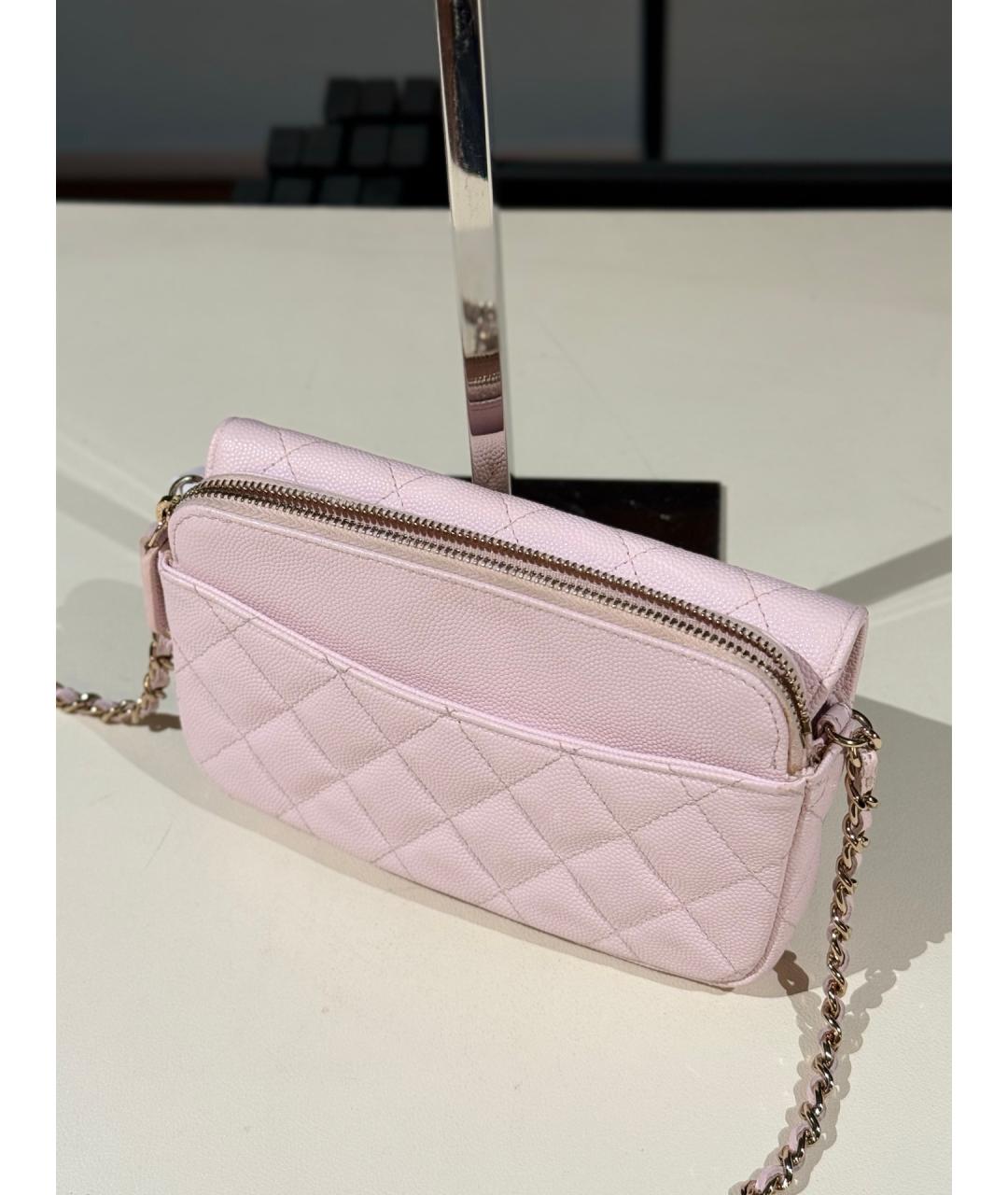 CHANEL Розовая кожаная сумка через плечо, фото 4