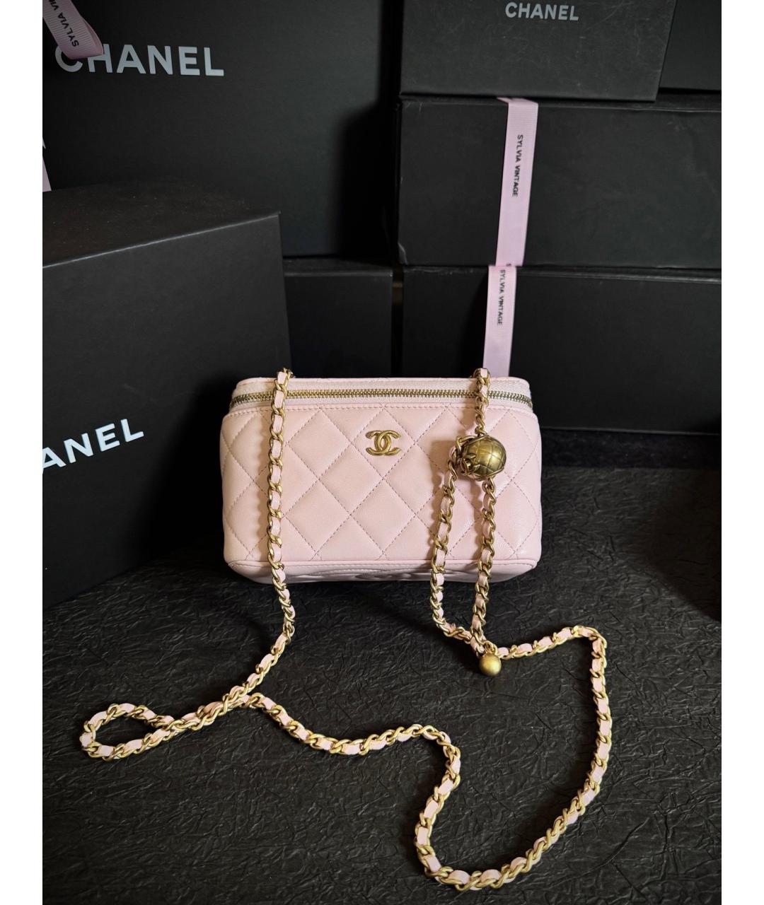 CHANEL Розовая кожаная сумка через плечо, фото 8