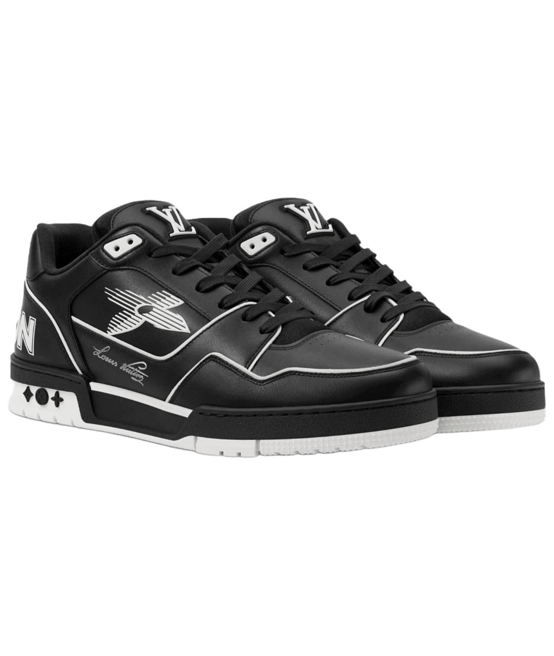 LOUIS VUITTON Черные кожаные низкие кроссовки / кеды, фото 3
