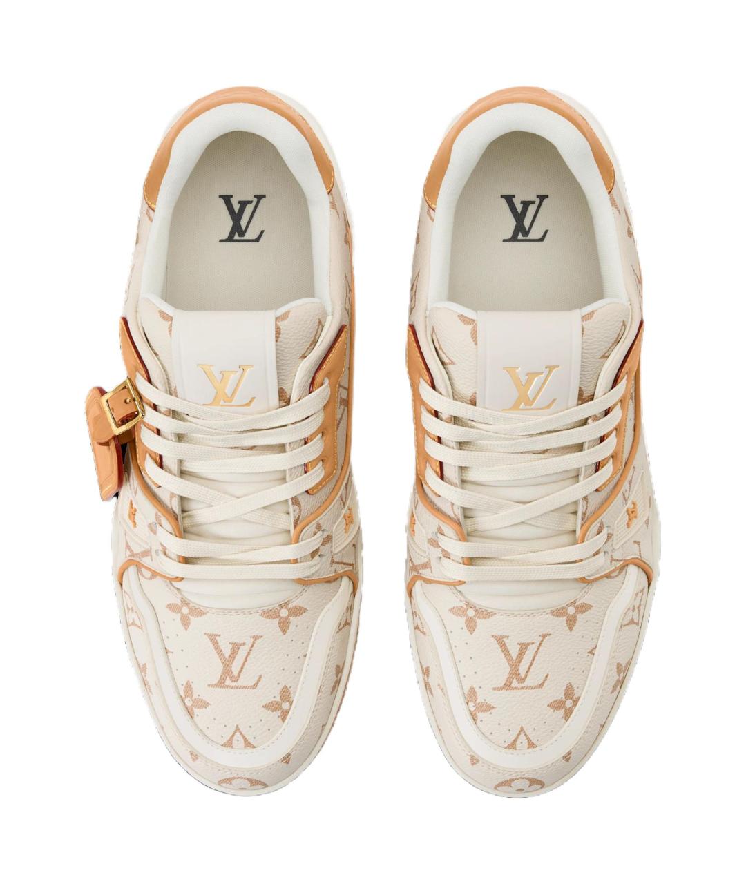 LOUIS VUITTON Бежевые кожаные низкие кроссовки / кеды, фото 4