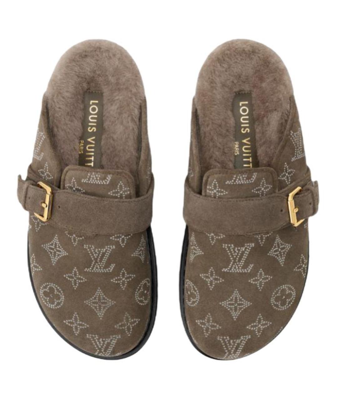 LOUIS VUITTON Коричневые кожаные мюли, фото 4