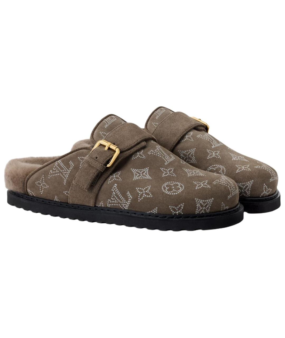 LOUIS VUITTON Коричневые кожаные мюли, фото 3