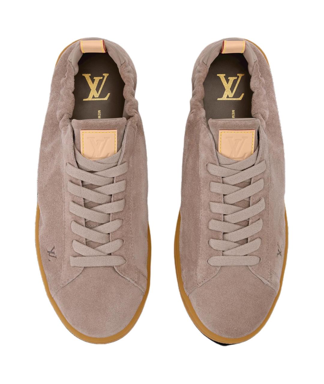 LOUIS VUITTON Бежевые замшевые низкие кроссовки / кеды, фото 4
