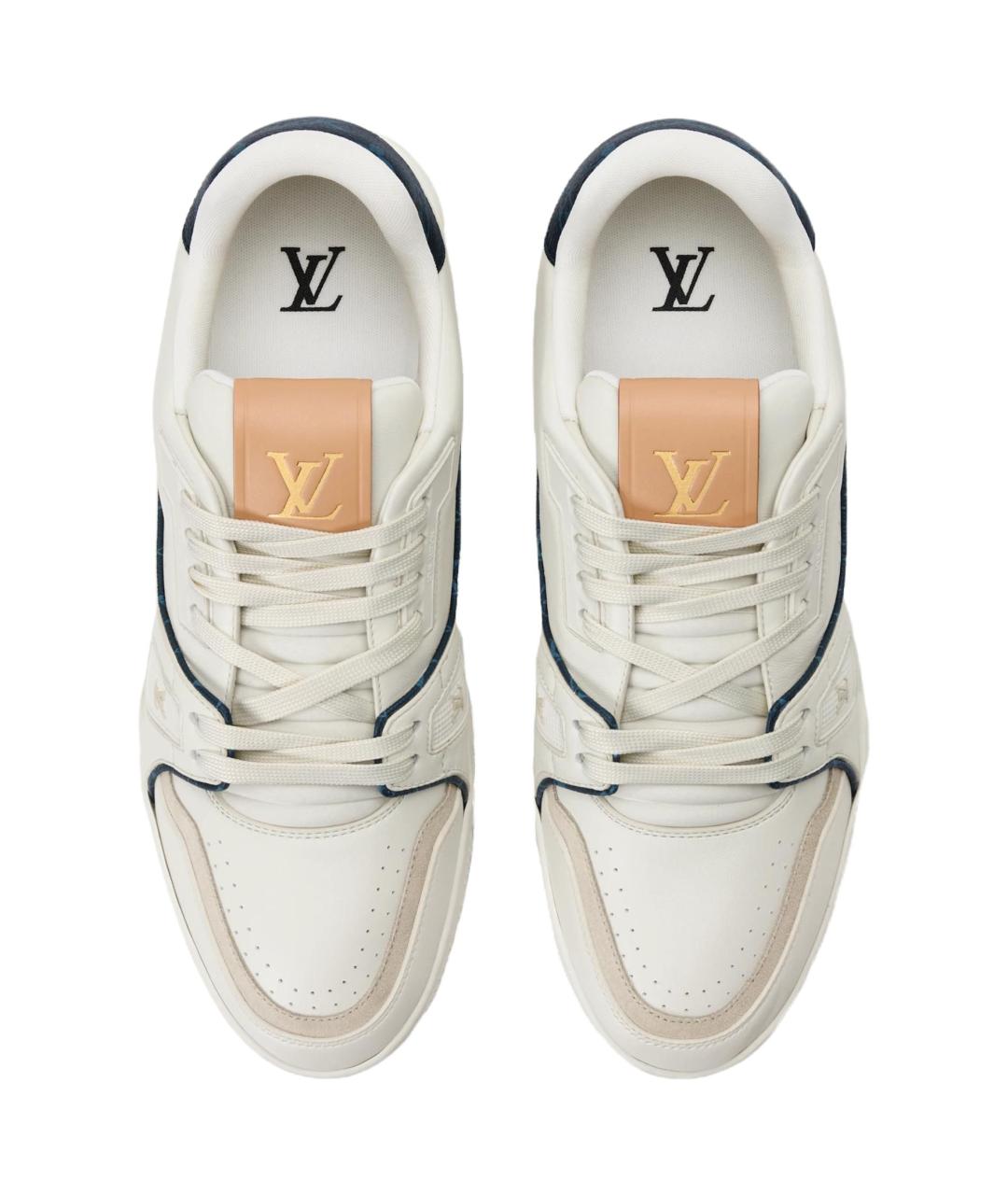 LOUIS VUITTON Белые кожаные низкие кроссовки / кеды, фото 4