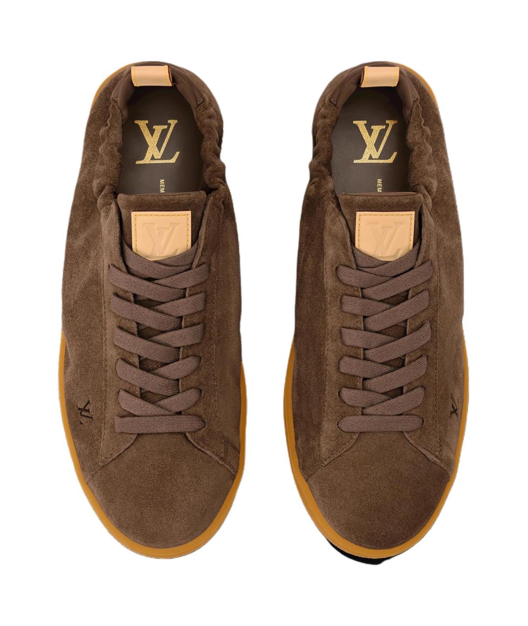 LOUIS VUITTON Коричневые замшевые низкие кроссовки / кеды, фото 4