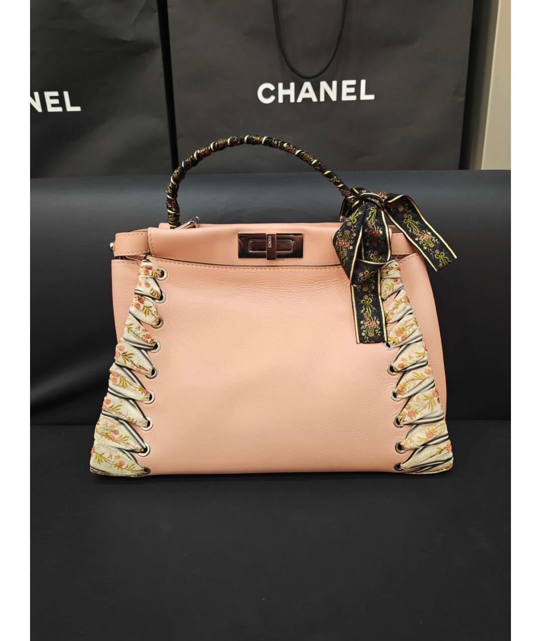 FENDI Розовая кожаная сумка тоут, фото 3
