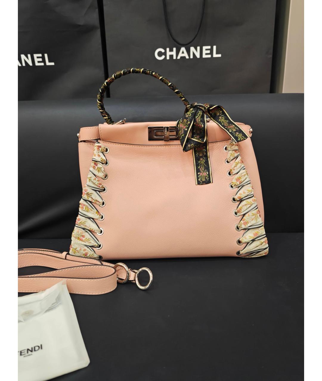 FENDI Розовая кожаная сумка тоут, фото 2