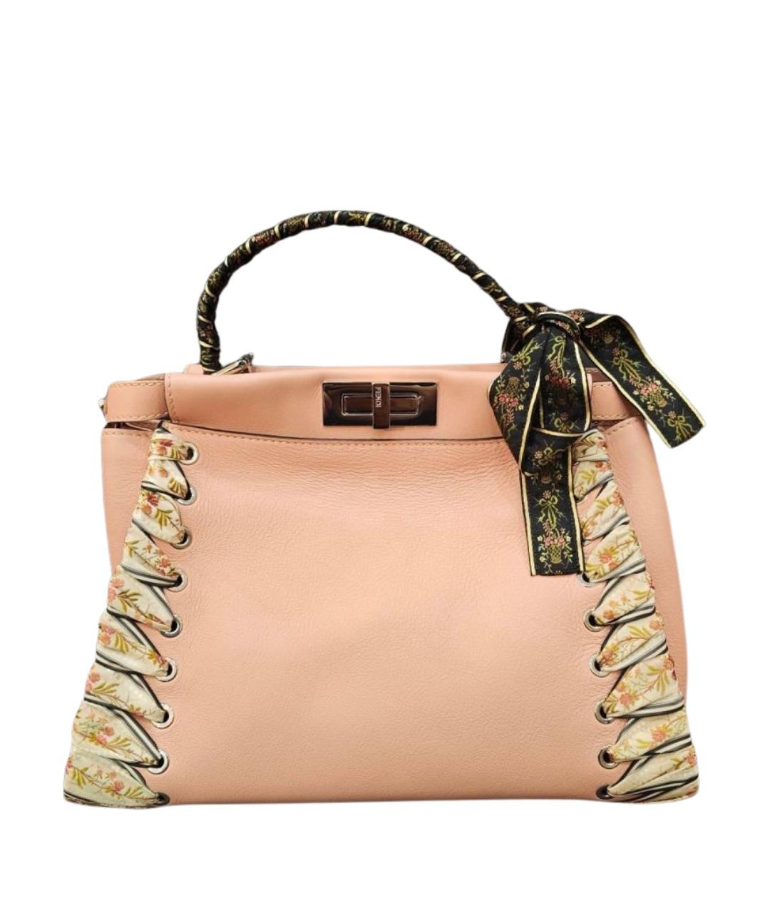 FENDI Розовая кожаная сумка тоут, фото 1