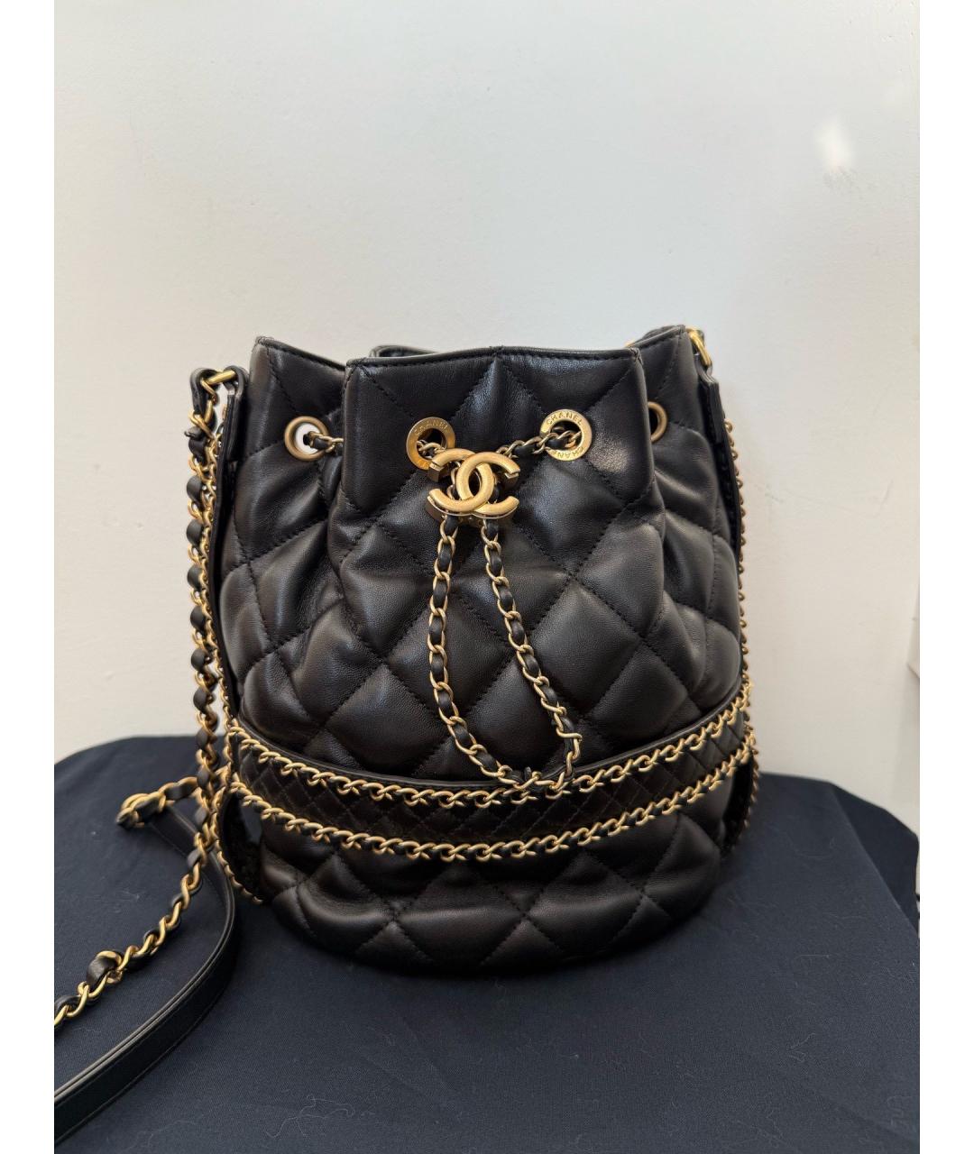 CHANEL Черная кожаная сумка через плечо, фото 10