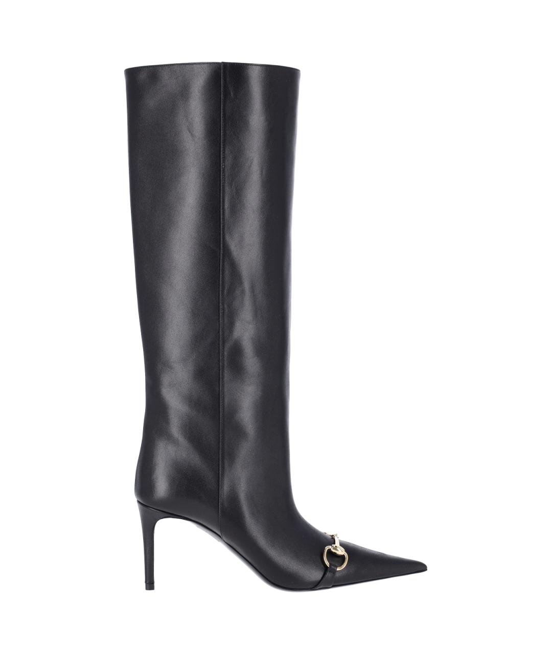 GUCCI Черные кожаные сапоги, фото 1
