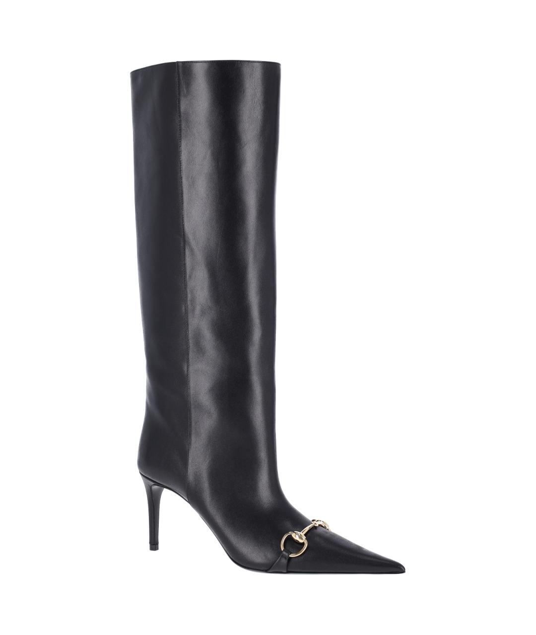 GUCCI Черные кожаные сапоги, фото 2
