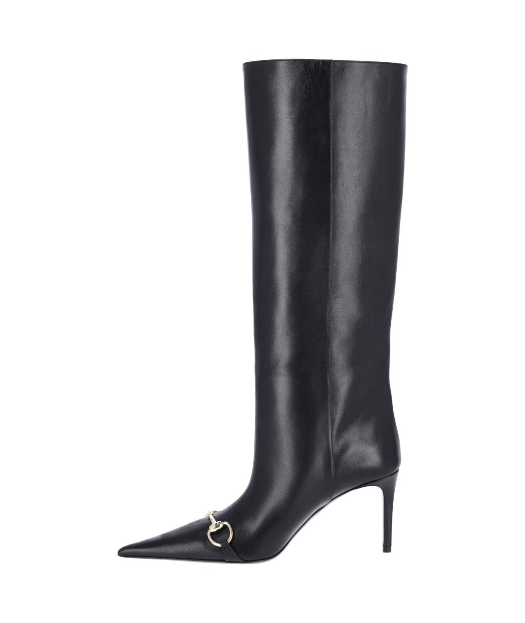 GUCCI Черные кожаные сапоги, фото 3
