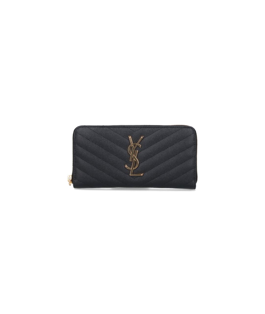 SAINT LAURENT Черный кожаный кошелек, фото 6