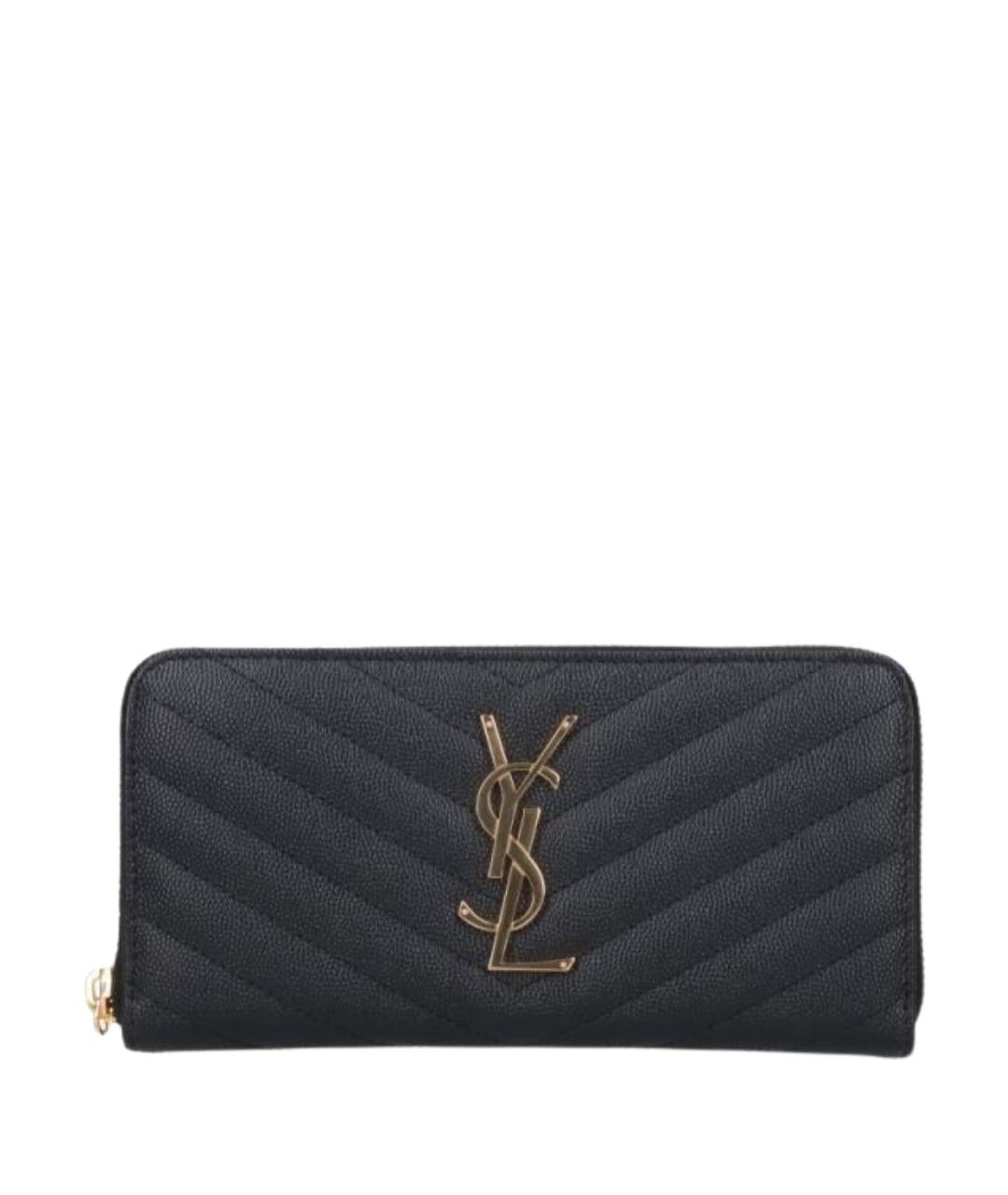 SAINT LAURENT Черный кожаный кошелек, фото 1